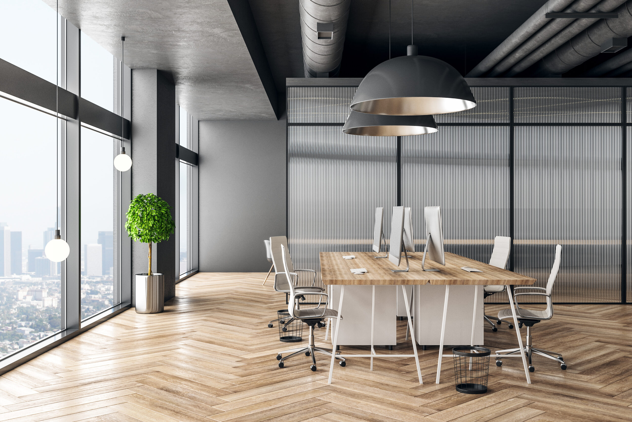 Clean Coworking Office Interior