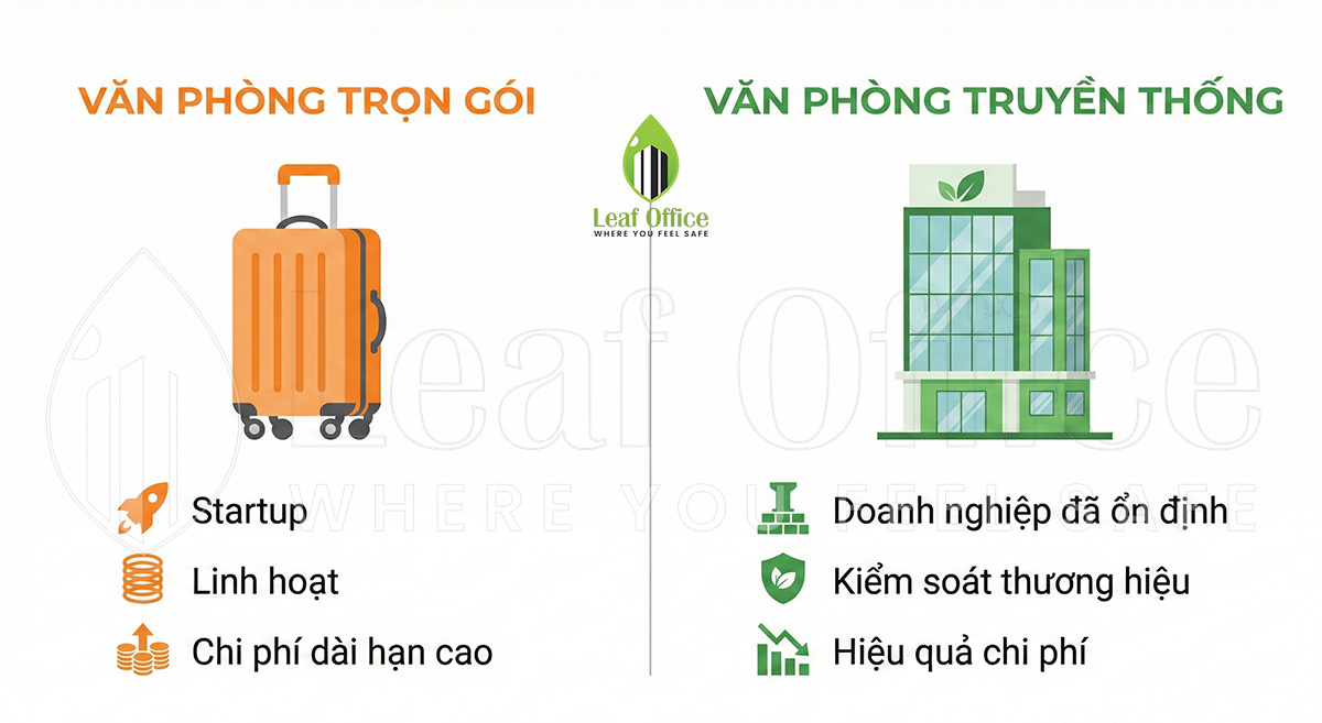 so sánh văn phòng trọn gói và truyền thống